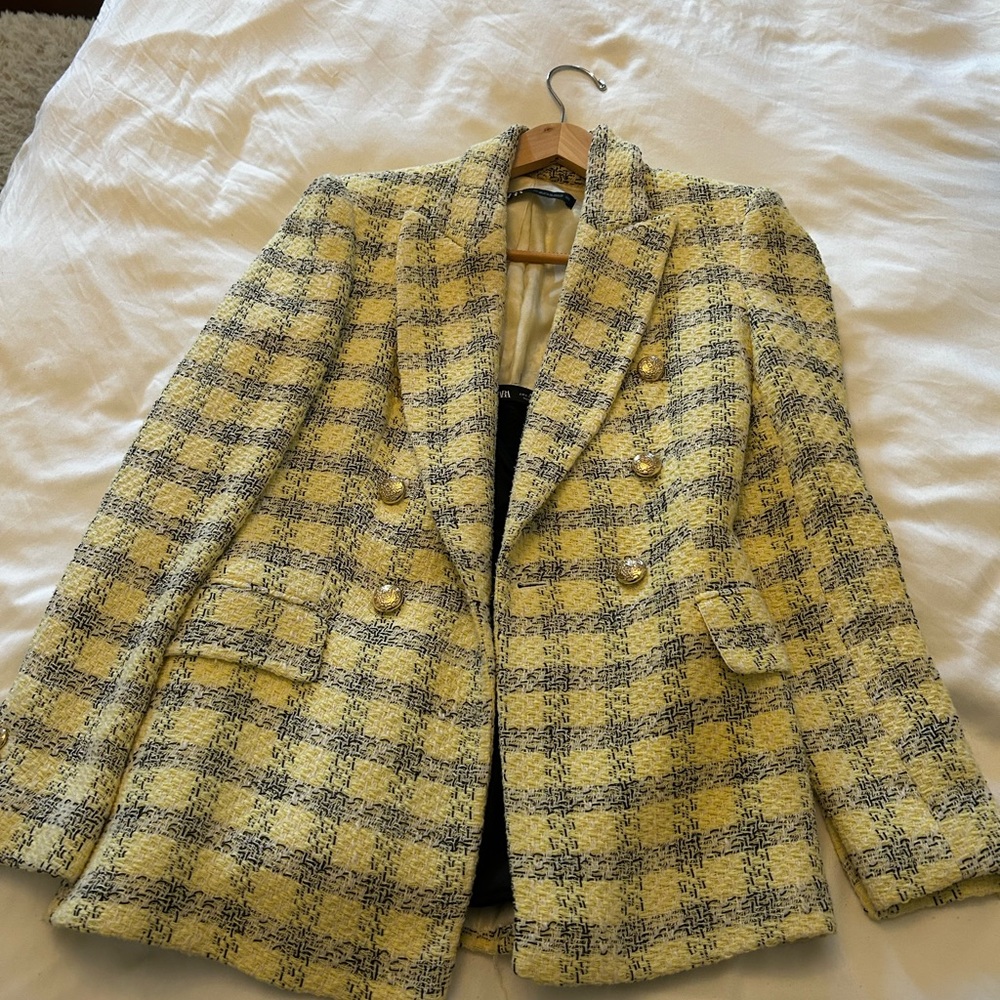 Yellow Plaid Women's Blazer